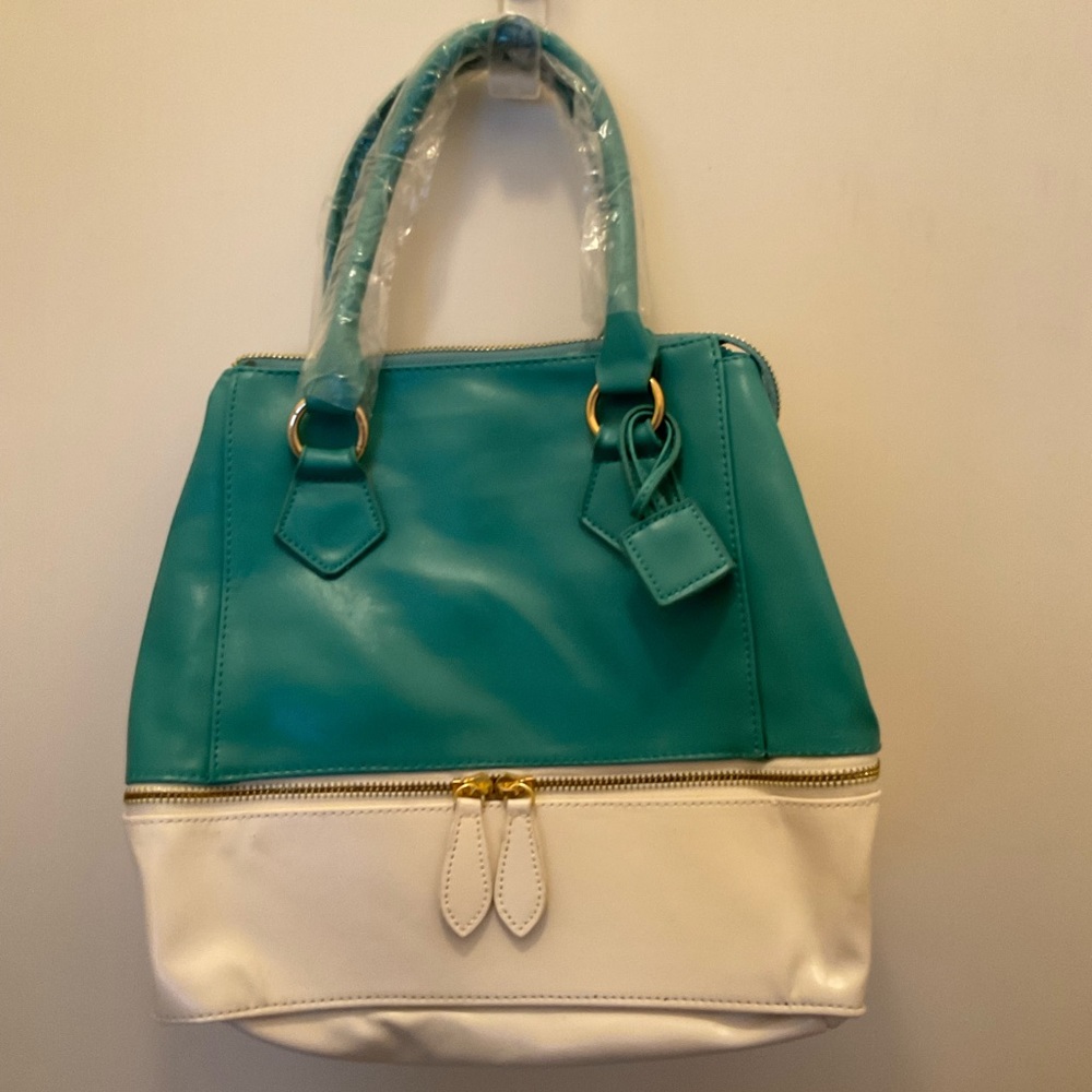 New Asos Teal/White colorblock bag
